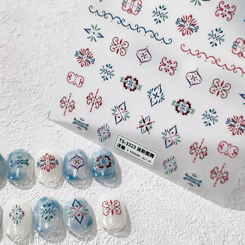 

[Meow.Sensei] Japanese Relief Nail Sticker Pro Frosted Thin Transparent Nail Sticker TS-3322 Persian Totem
