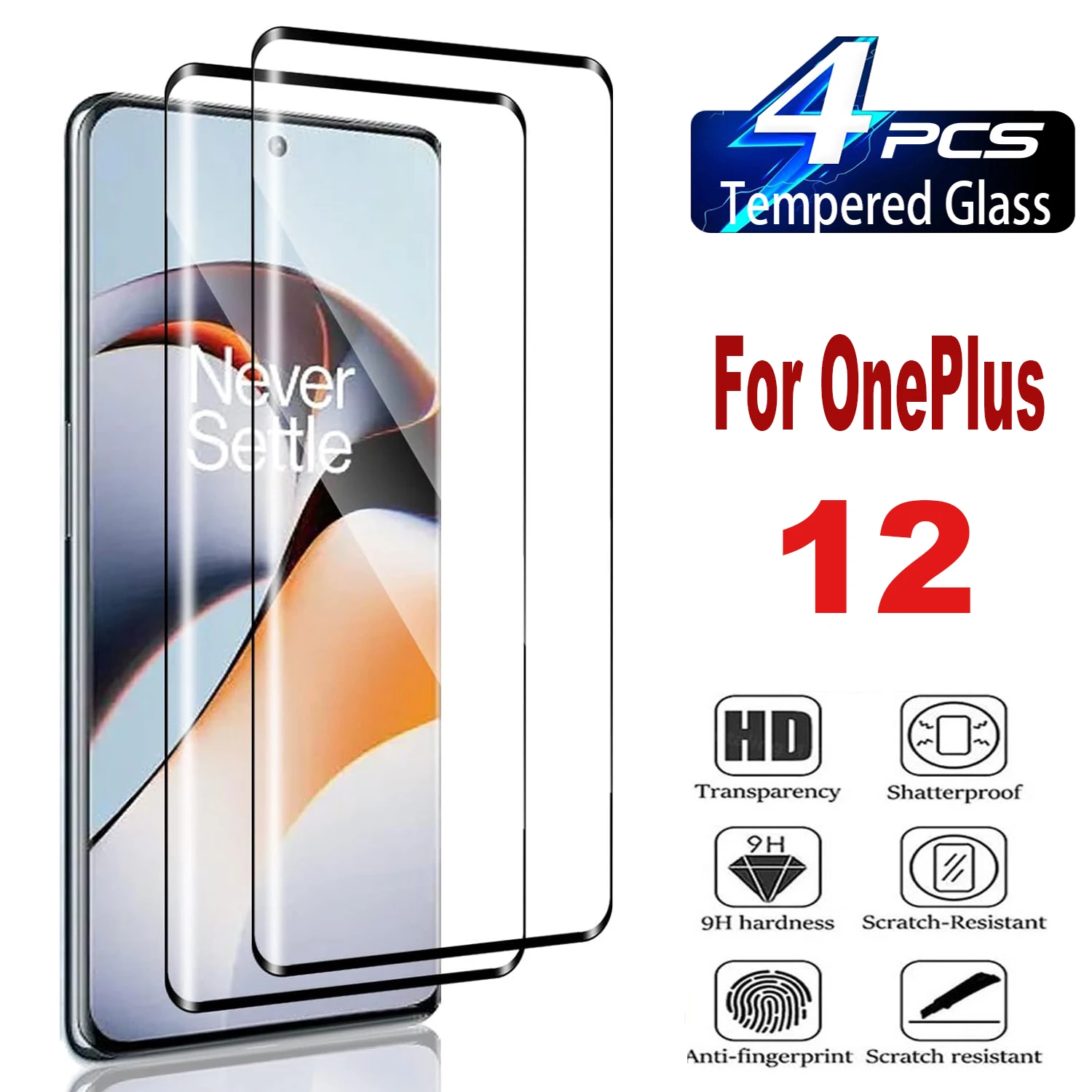 

2/4Pcs Tempered Glass For Oneplus 12 11 Screen Protector Protective Glass