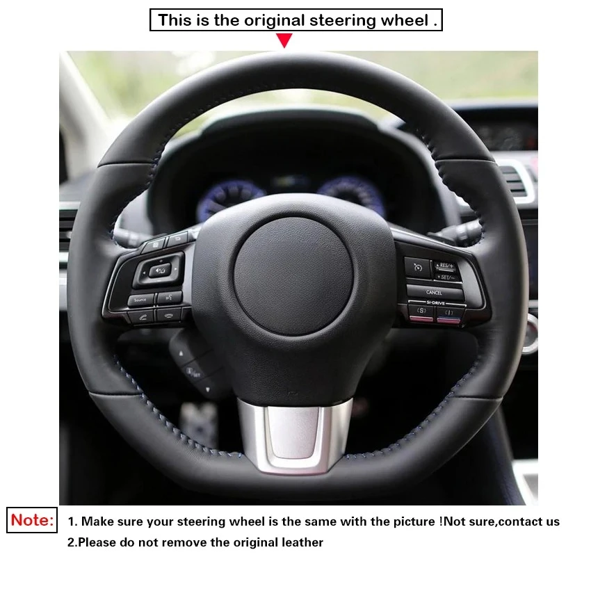 Subaru WRX STI Levorg 2014-2021용 블랙 인조 가죽 자동차 핸들 커버