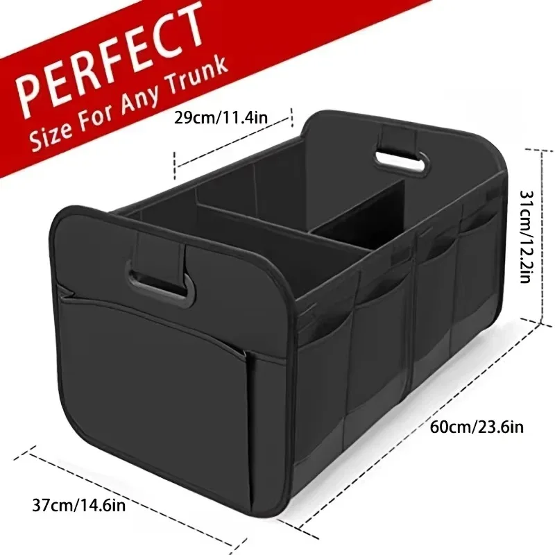 collapsible car trunk storage box, 600d oxford fabric suv organizer with reinforced handles & multiple compartments for vehicle 2 Collapsible Car Trunk Storage Box, 600D Oxford Fabric SUV Organizer with Reinforced Handles & Multiple Compartments for Vehicle 2