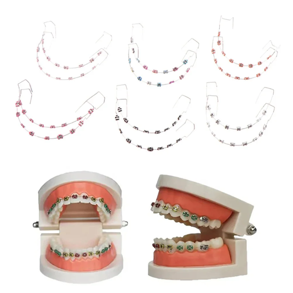 1 Pair Temporary Tooth Decoration Dental Fake Braces with Metal Wires & Bracket Dental Metal Bracket Dental Tool for Tooth Decor