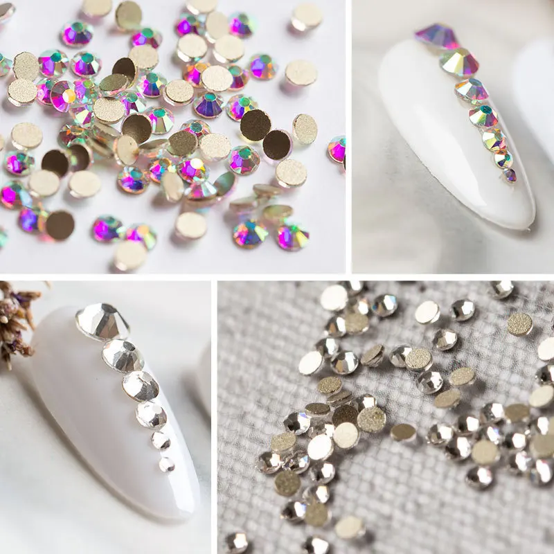 nail art rhinestones 2880PCS SS3-SS20 Multi-colors Mix Size Nail Art Rhinestones Flatback Non Hotfix Crystal Diamonds for 3D Nails Decorations