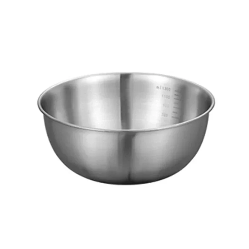 Stainless Steel Bowl Korean Ramen Bowl Fruit Salad Mixing with Scale