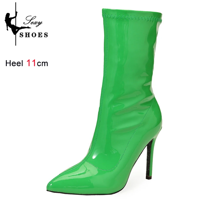 Women's High-heeled Ankle Boots Pointed Front Zipper Thin High Heel Comfortable Female Dress Shoes Sexy Stripper Shoes Botas