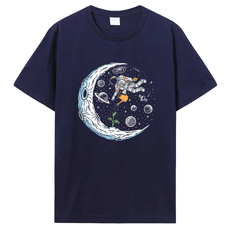 T-shirt da uomo 100% cotone Casual Divertente Astronauta Design Stampa T-shirt O-Collo allentata per uomo Maglietta a maniche corte Hip Hop_voghion.com
