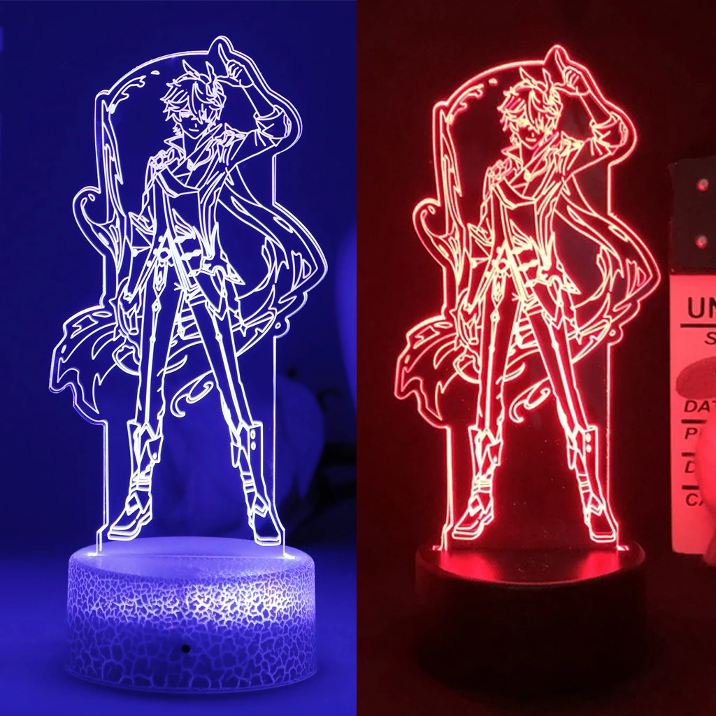 

Genshin Impact Night Light Tartaglia For Kid Bedroom Anime 3D Led Illusion Lamp Atmosphere Bedside Birthday Decor Children Gift