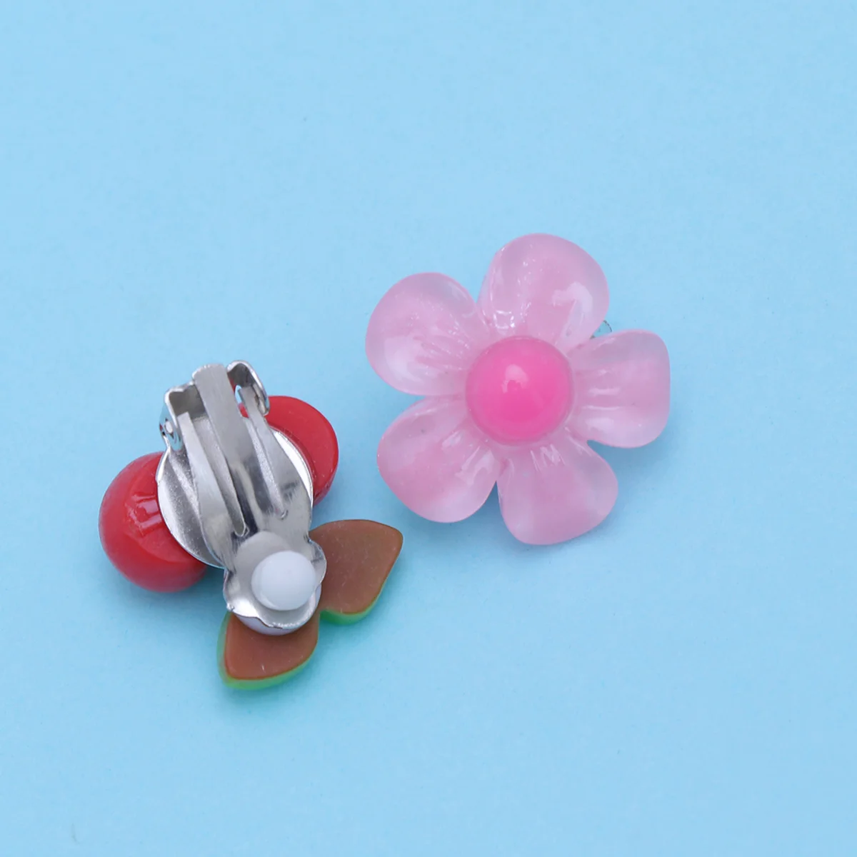 4 Pair Children Ear Clamps Girls Ear Hooks Cartoon Clip On Earrings Kids Ear Studs Toddler Princess Accessories Bright Acrylic 3