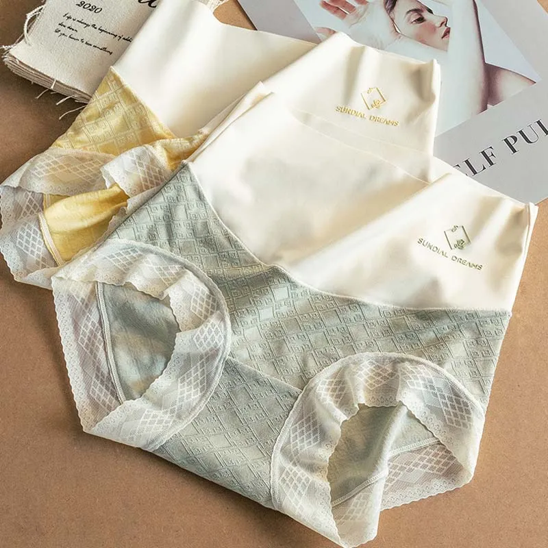 

Roseheart New Women Fashion Green Red High Waist Lace Panties Underwear Lingerie One-Piece Seamless Brief Underpants L XL