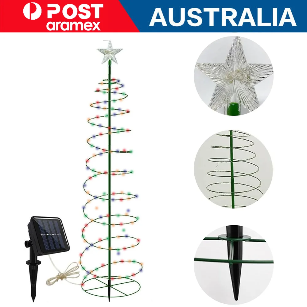 Solar powered Christmas tree light LED Outdoor Spiral Christmas Lights waterproof courtyard garden festive atmosphere decoration