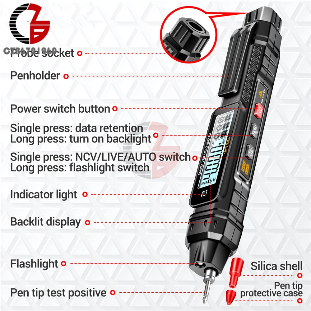 Digital Multimeter Multimeter Tester ANENG A3005 Digital Multimeter Pen Type 4000 Counts Professional Meter Non-Contact Auto AC/DC Voltage Ohm Diode NCV Tester Tools