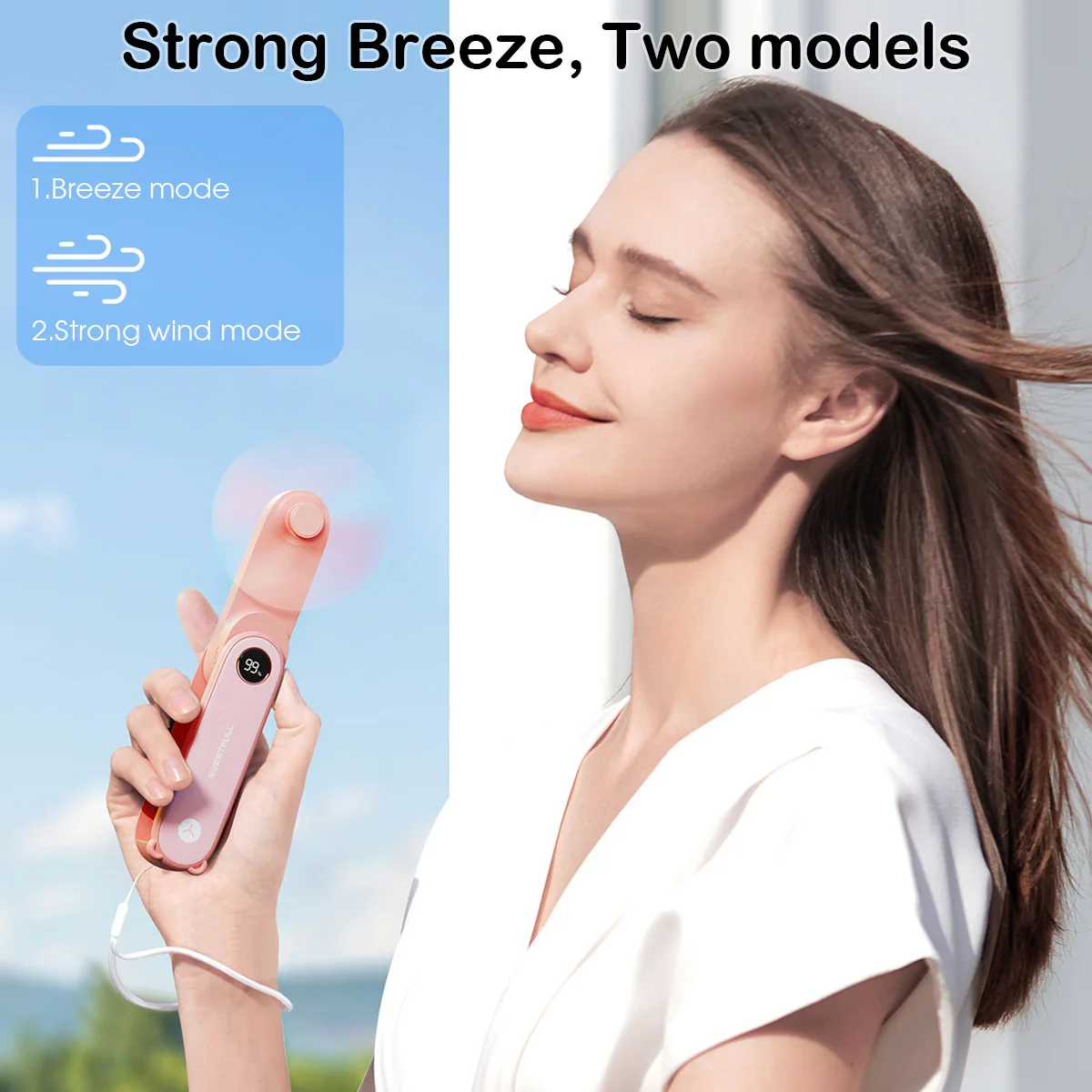 Portable Handheld Small Fan 2-speed Wind 1500mah Battery Capacity Mini USB Rechargeable Foldable Fan Suitable For Outdoor Use