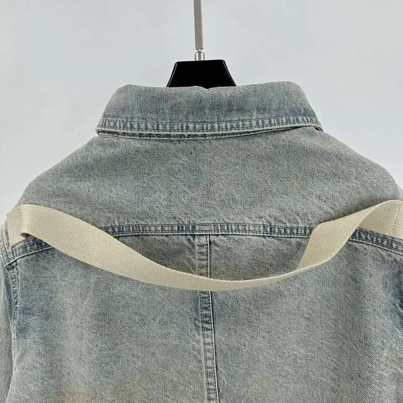 PFNW Darkwear High Quality Denim Jacket Men's Gradient Colorblocking Design Distressed Oversized Washed Outwear Coat Top 28W5674 4