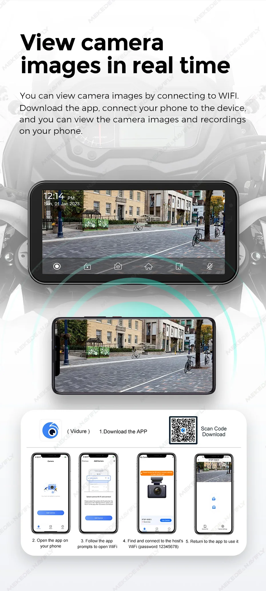 Mekede Tragbarer 6,25-Zoll IP67 Wasserdichter Moto Carplay GPS-Navigator Kabelloses Android AUTO Dual BT Motorrad-Monitor WLAN – Detail 9