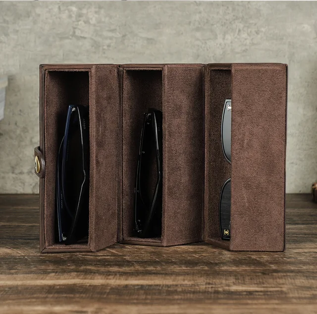 Custodia Occhiali Da Sole Pieghevole In Pelle - Con Gancio, Multifunzione, Per Auricolari E Monete, Caffè - Foto 6