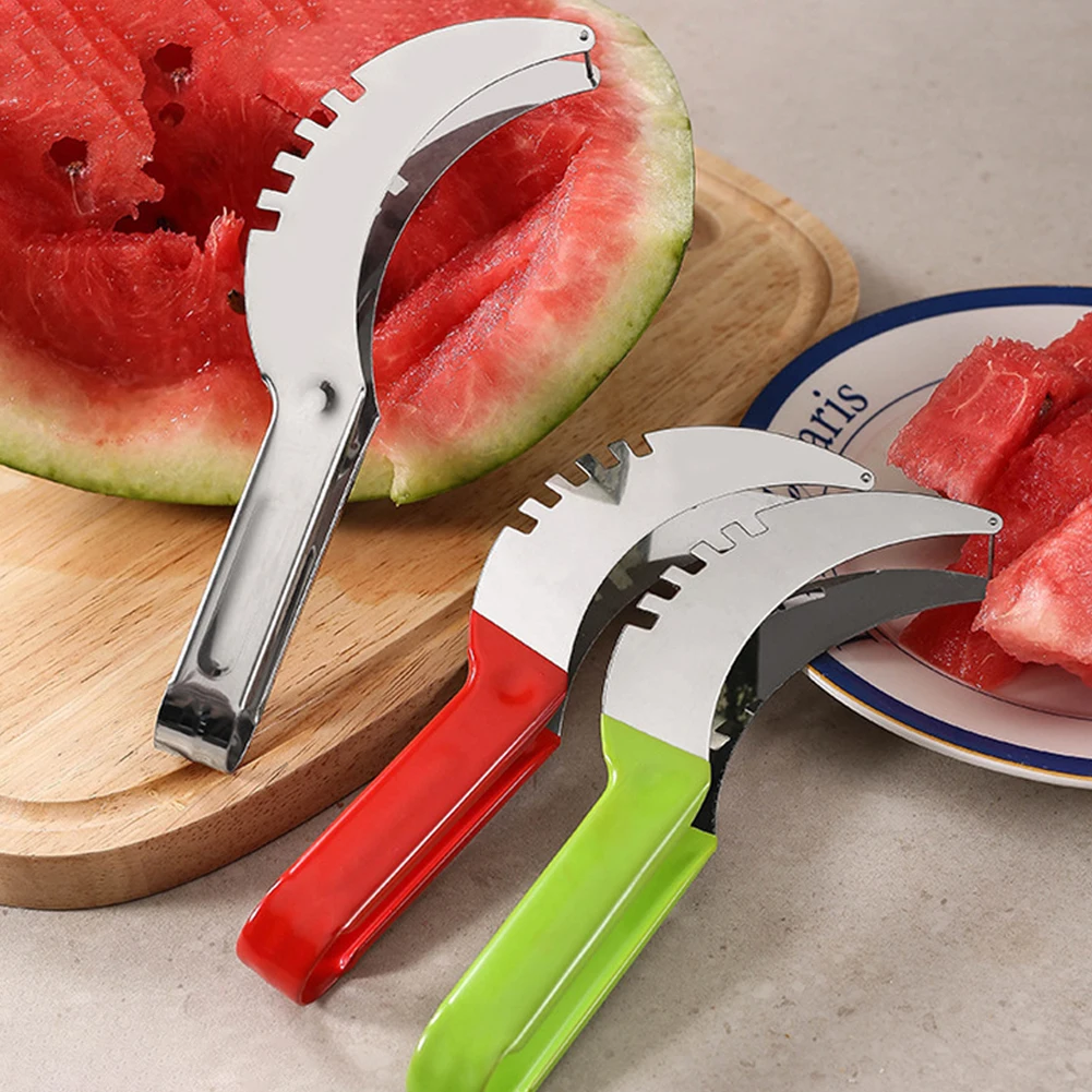 1-5pc Stainless Steel Watermelon Cutting Artifact Non-Slip Handle Kitchen Fruit Slicer Cutter Tool Corer Cuttingr Digger Tools 1