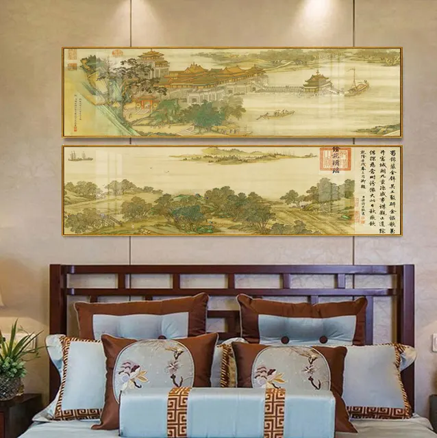 Chinese Wind and Qingming River Map Canvas Painting Wall Art Nordic Posters and Prints Wall Pictures for Living Room Decoration