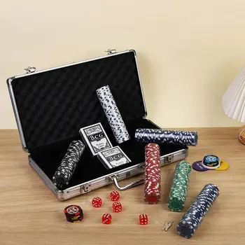 Texas Poker Chips With Box Professional Card Games Counting Casino Poker Game Set Chip Cloth Playing Cards Gambling Games 2