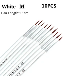 10-Piece Premium Art Supplies Set: Hand-Painted Thin Line & Nylon Paint Brushes (10pcs White M)