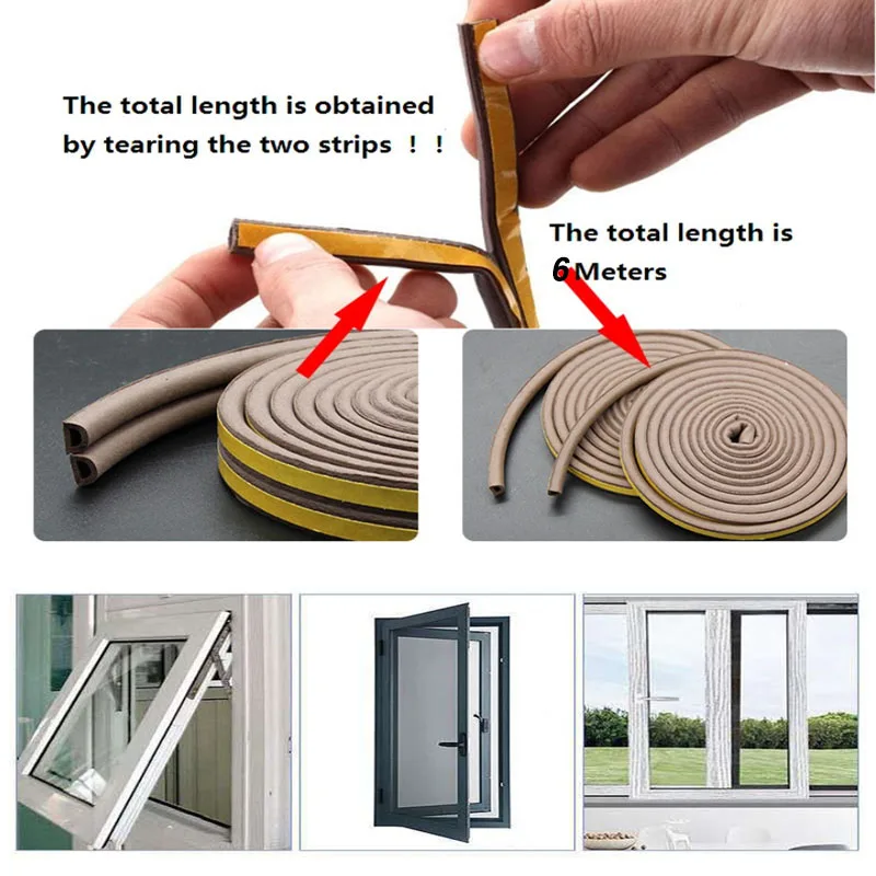 Multi-Purpose Self-Adhesive Weatherproof Seal Tape - Dustproof and Soundproof Insulation in White/Black/Grey
