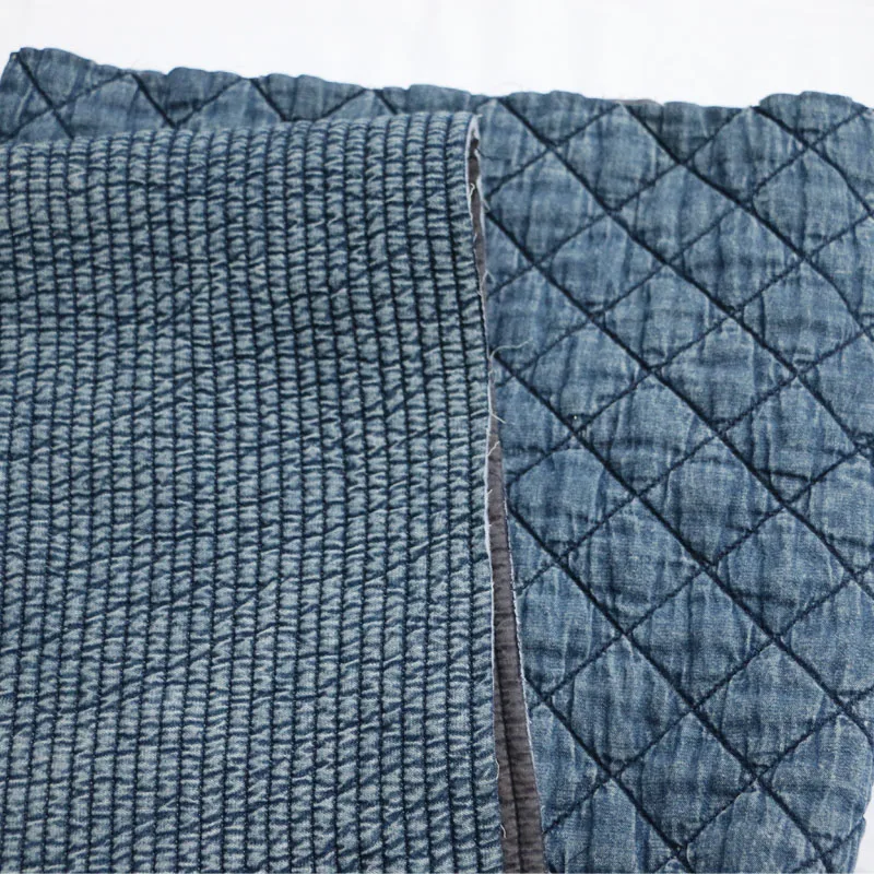 

Double-Layer Quilted Cotton Quilted Stripes Stone Washed Washed Cotton Distressed Blue Quilted Fabric Diy