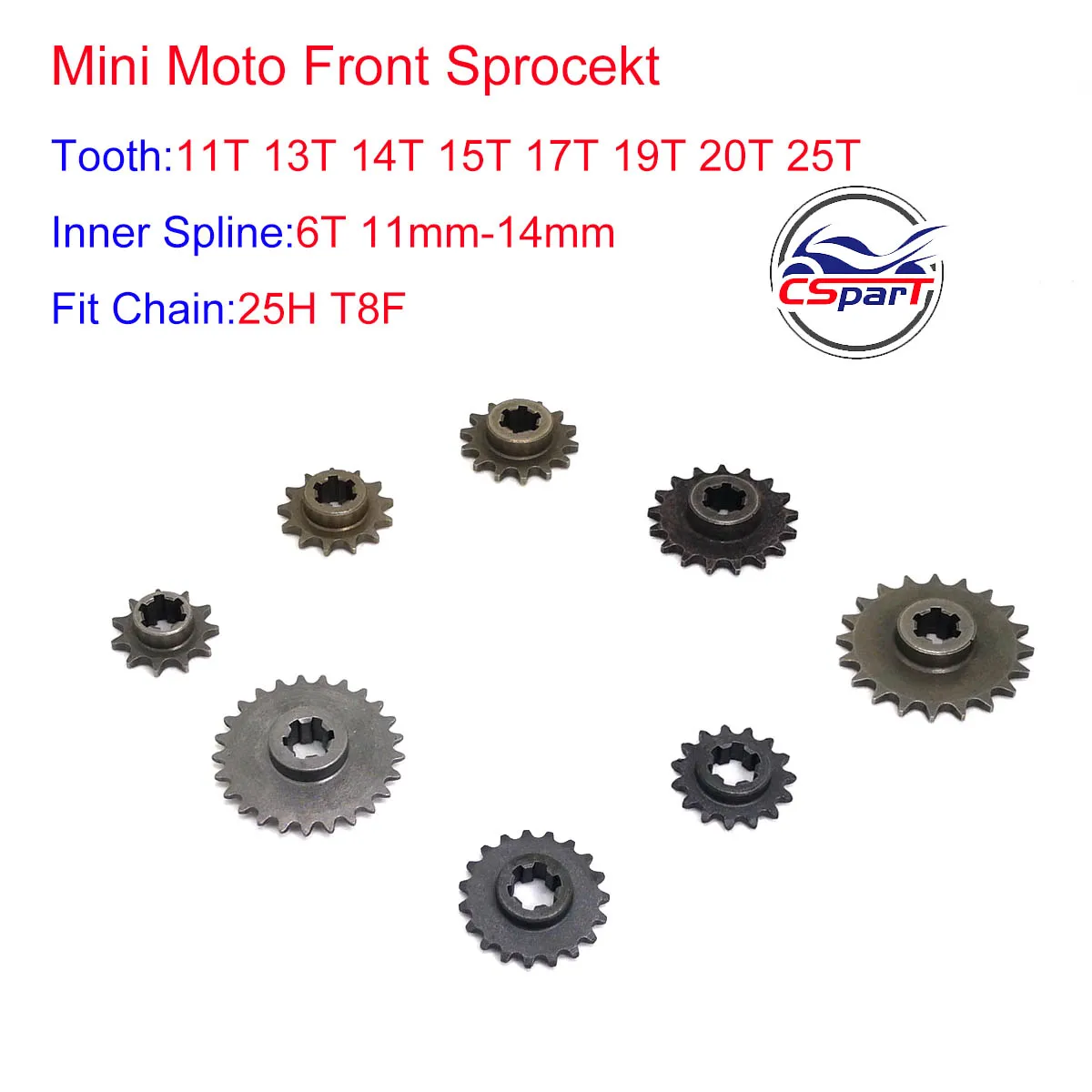 T8F 25H 11T 13T 14T 15T 17T 19T 20T 25T для 47cc 49cc стандартная звездочка цепи мини мотоциклетного