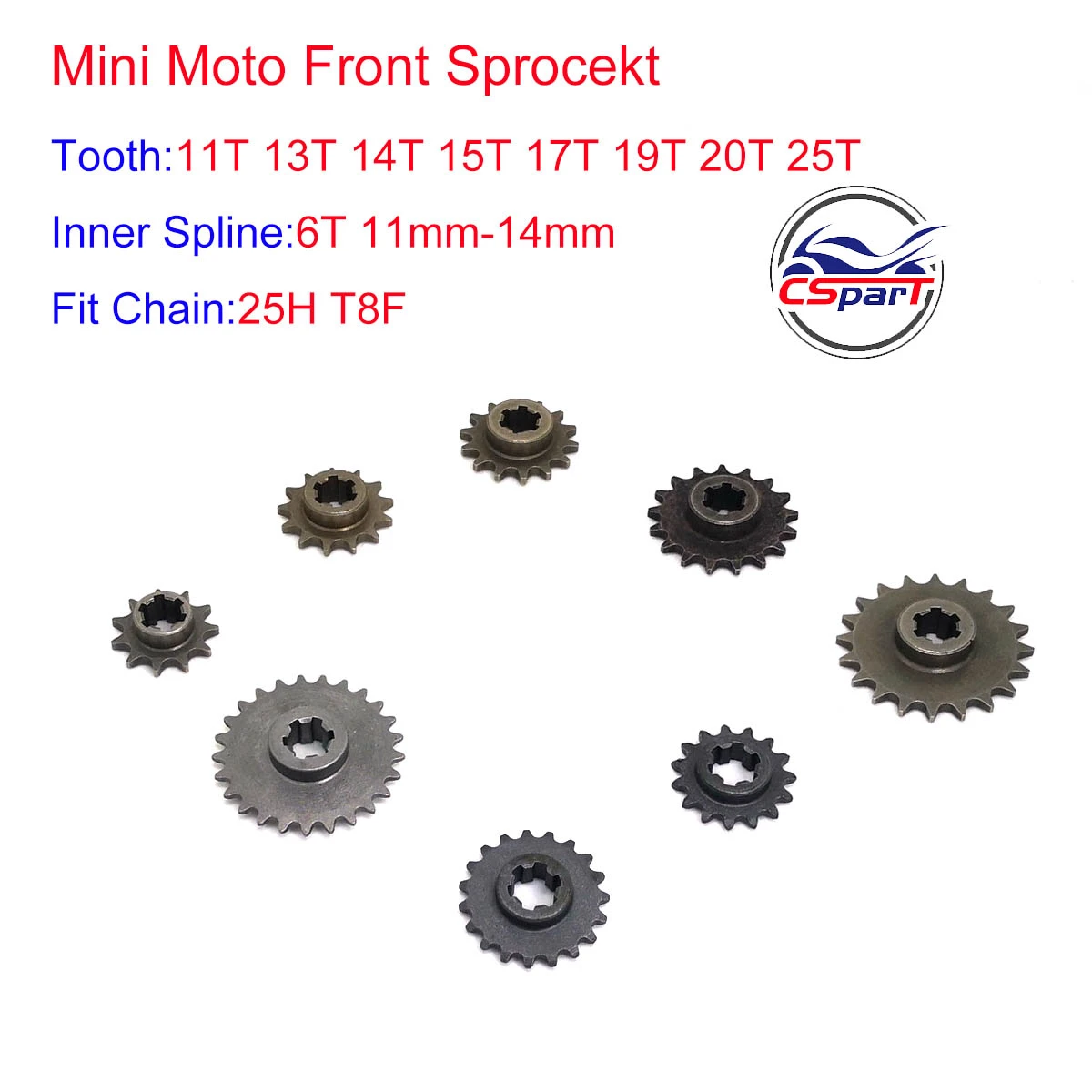 T8f 25h 11t 13t 14t 15t 17t 19t 20t 25t For 47cc 49cc Front Pinion ...