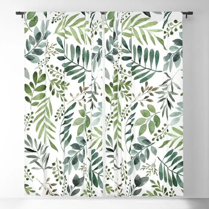 

Botanical Leaves -Watercolor Blackout Curtains 3D Print Window Curtains For Bedroom Living Room Decor Window Treatments