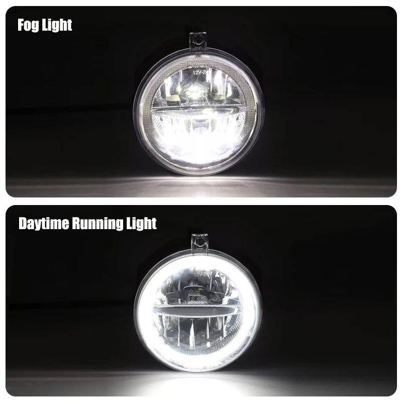 2pcs Aluminum Shell Front White Led Fog Lamp Drl Daytime Running