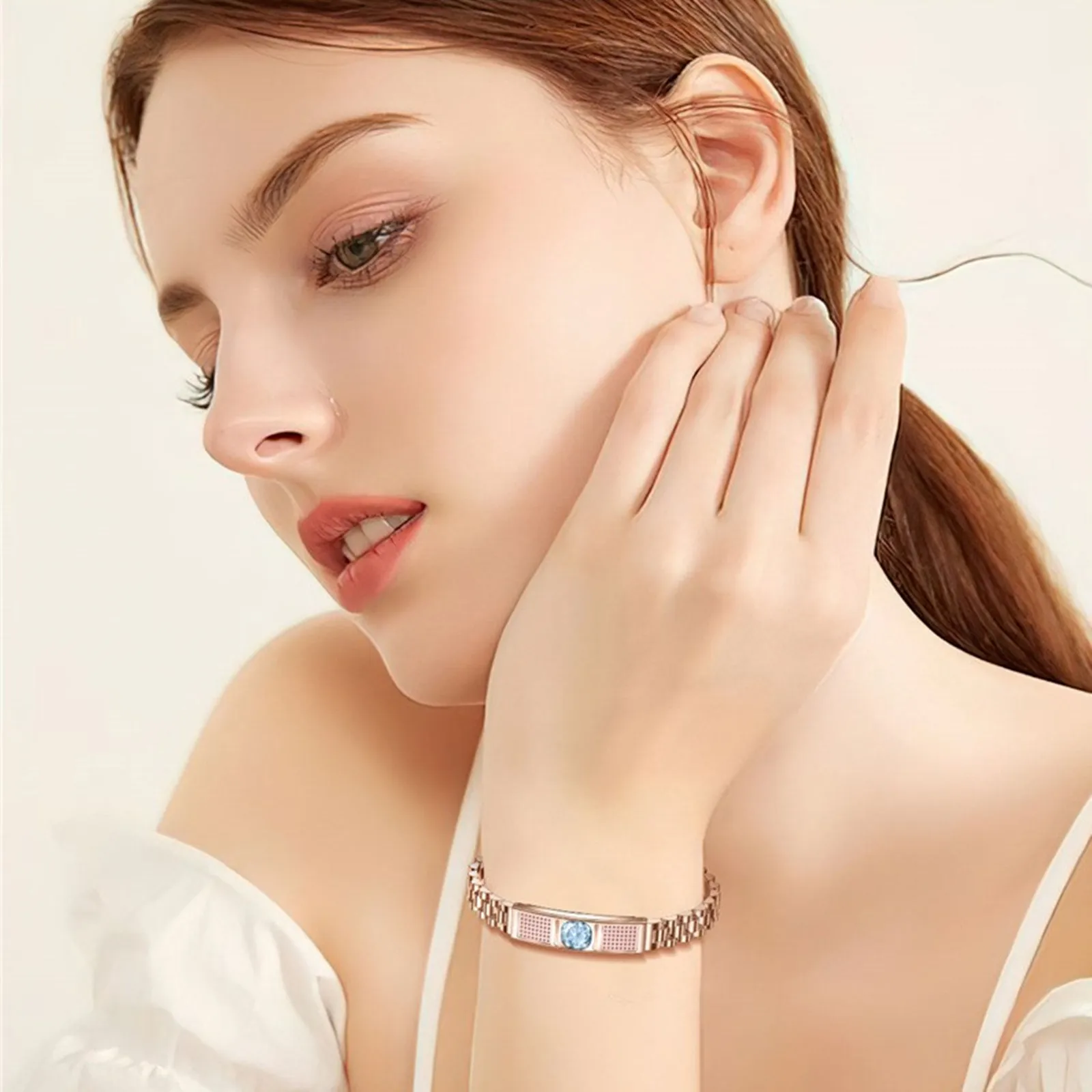 여성용 럭셔리 스마트 팔찌, 큰 다이아몬드 심박수 혈중 산소 스포츠 시계, 방수 건강 팔찌, 패션 선물 (여자친구용)