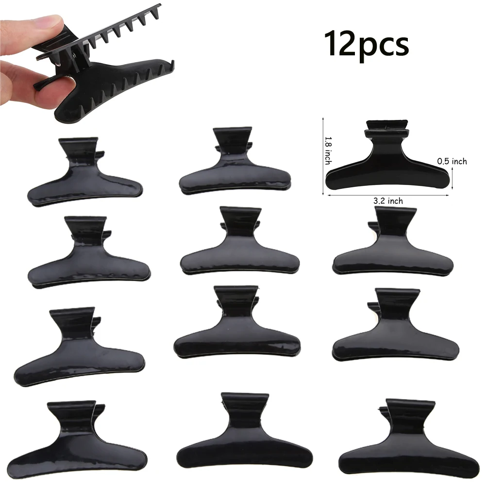 12pcs/set Butterfly Hairpin Clips Clamps Professional Barber Headdress Hair Salon Styling Tools