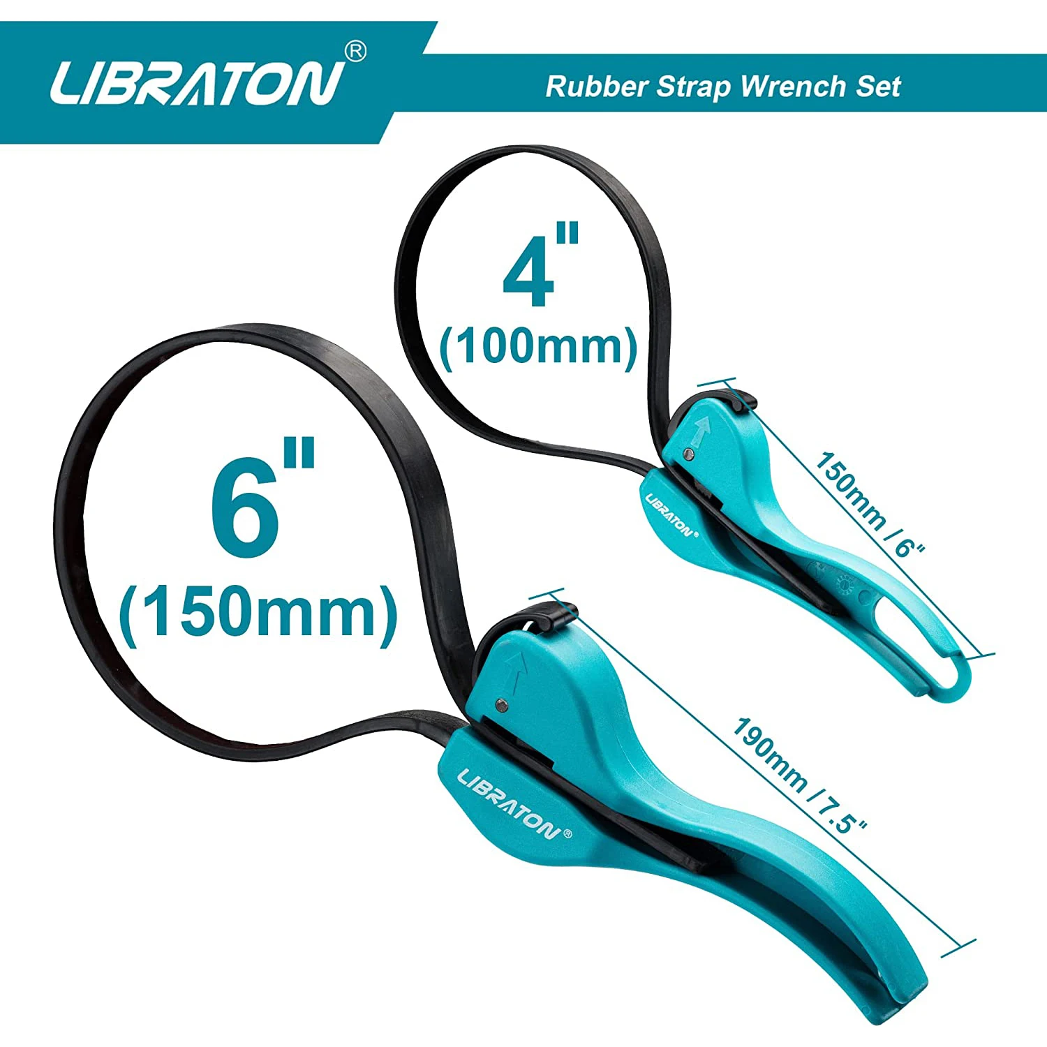 Libraton 2Pcs Strap Wrench Set Universal Rubber Strap Wrench Oil Filter Strap Wrench Set Multifunctional Adjustable Wrench Tools 2