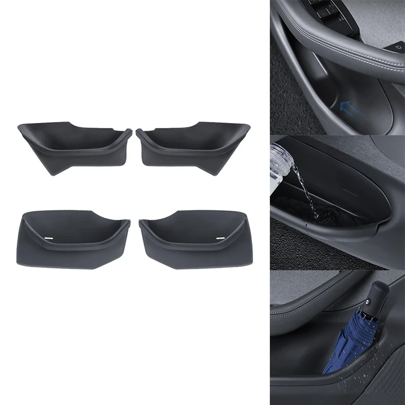 

For Tesla Model 3 Highland 2024 Door Storage Box Door Handle Armrest Tray Storage Box Silicone Cover Spare Parts Front