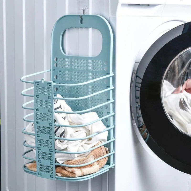 Laundry Basket Foldable Bathroom Wall-mounted Dirty Clothes Storage Household Laundry Bag Bathroom Organizer
