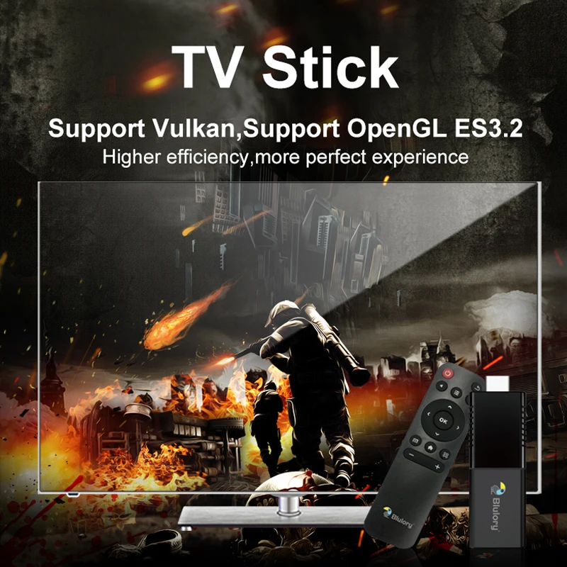 Global Version Blulory 4K TV Stick 1GB 8GB HDMI 2.0 Quad-Core CPU Dual-Core GPU HDR 10+ 4Kp60 Android TV 10.0 Wi-Fi 2.4G+5GHz