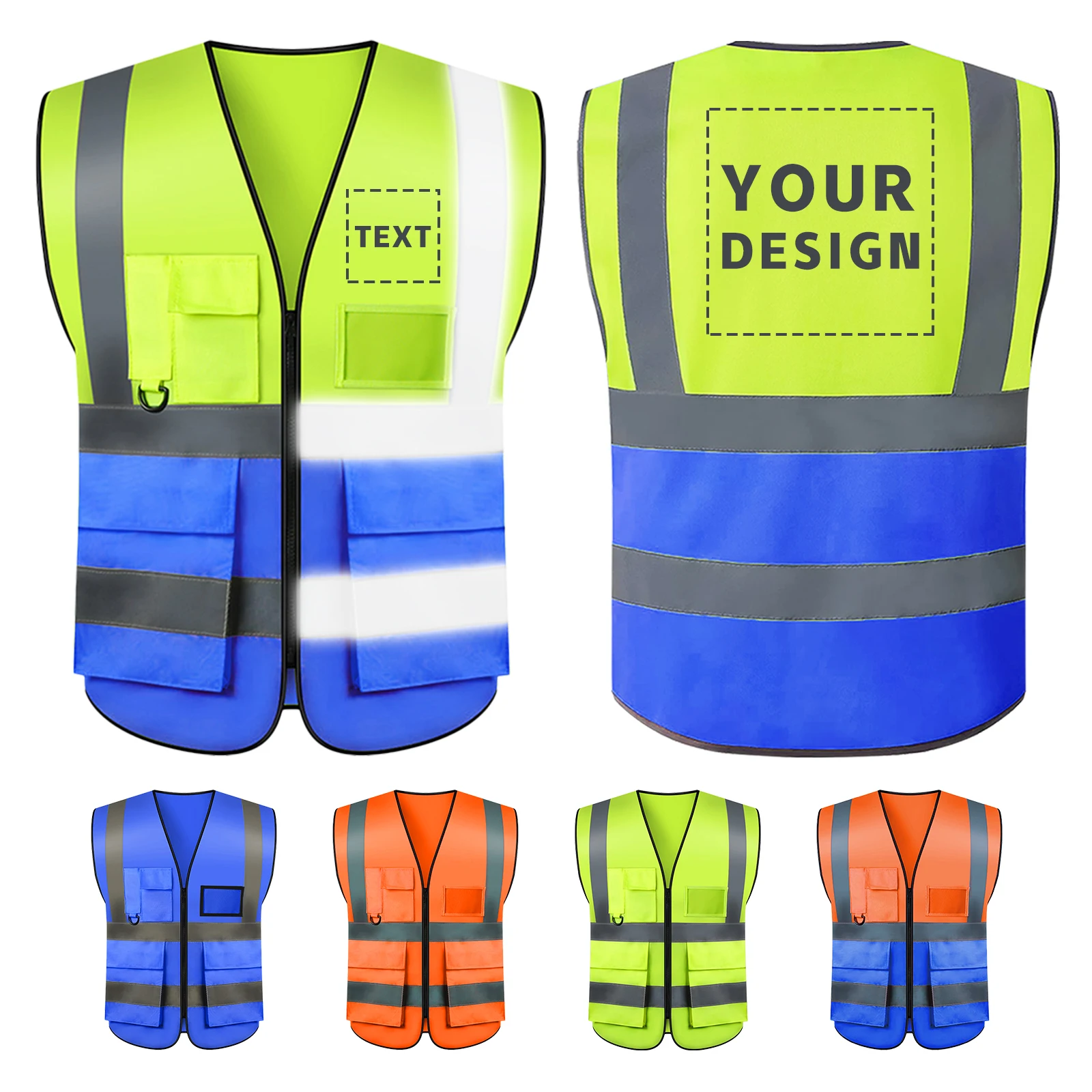 S-5XL Reflective Safety Vest High Visibility Security Protection Working Vest Motorcycle Jacket Waistcoat