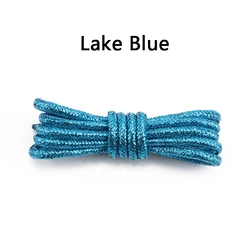 Radiant Metallic Glitter Round Shoelaces in Vibrant Gradient Hues - 160cm (Lake blue)