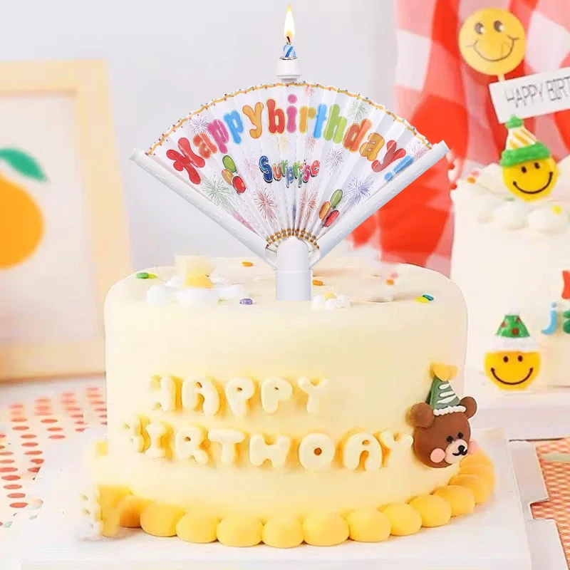 1/2/3pcs Surprise Fan Birthday Candle Kids Happy Birthday Party DIY Decoration Cake Topper Candles Supplies Boy Girl Favors Gift