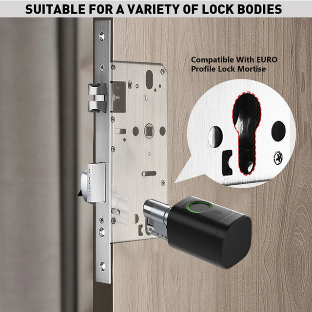 Tuya APP Fingerprint Cylinder Smart Door Lock Electronic Digital RFID Keypad Code Keyless Remote Control Adjustable 60mm-90mm 5