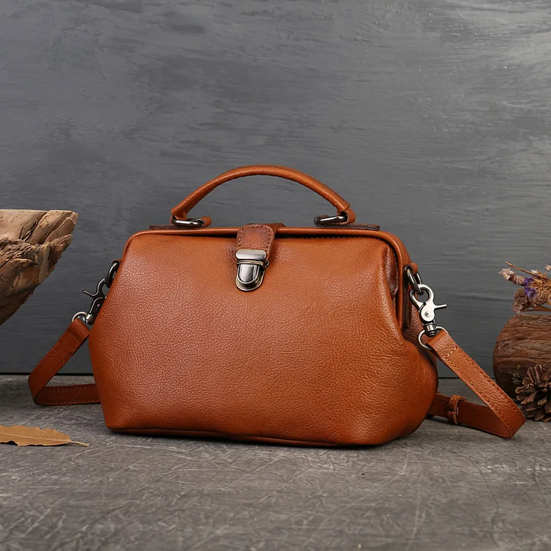 

2023 High Quality Genuine Leather Women Shoulder Messenger Bags Vintage Woman Phone Bag With Buckle Zipper Pouch Handbag
