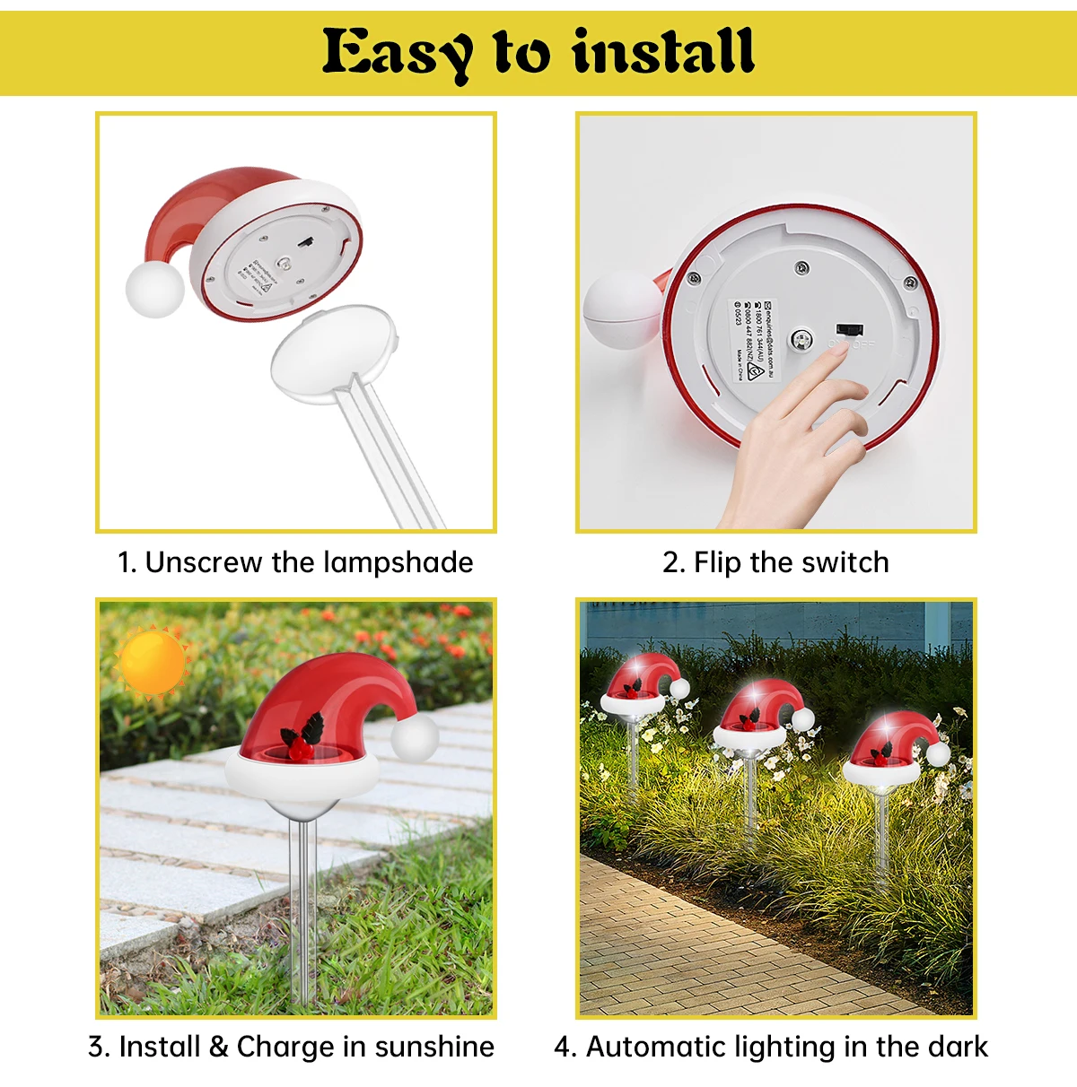 Description Picture 6 of itemChristmas Decorations Outdoor Waterproof Solar Christmas Garden Stakes Solar Christmas Pathway Lights for Yard Lawn Path Xmas