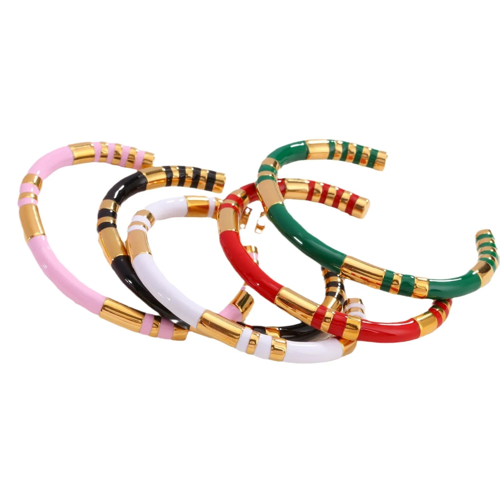 G&D Colored ethnic style titanium steel enamel drip glaze craft open bracelet for women's gift jewelry