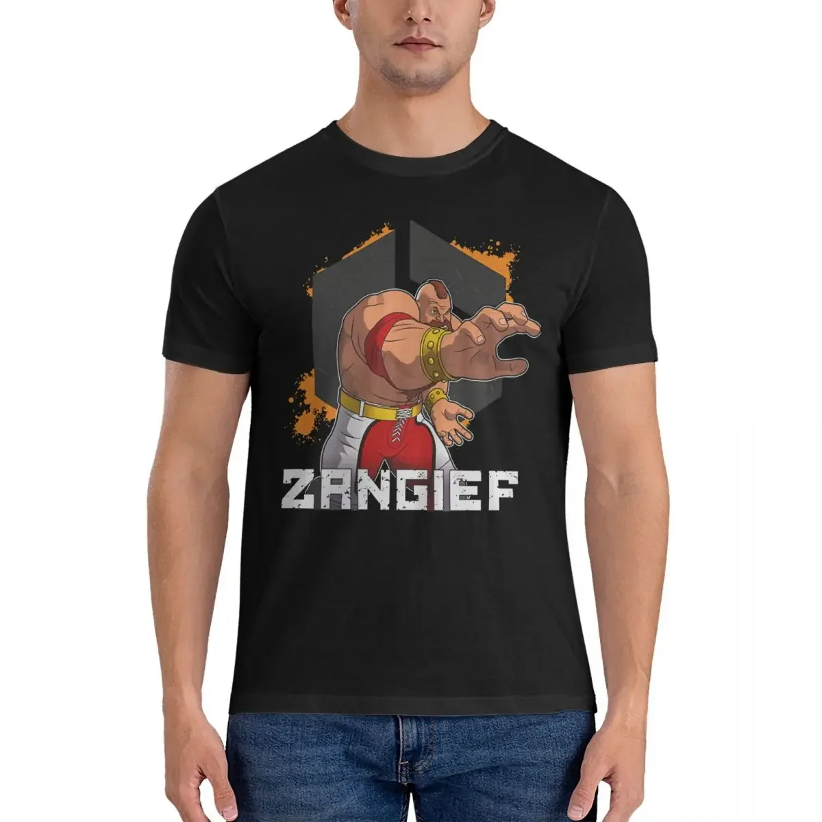 

Men's T-Shirt Zangief Vintage Pure Cotton Tees Short Sleeve Street Fighter T Shirts Crew Neck Clothing Summer