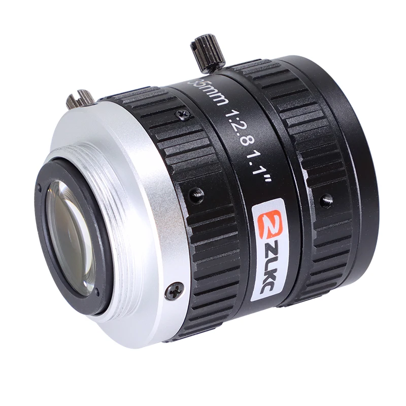 ZLKC 20MP 1.1 인치 고해상도 35mm 고정 초점 거리 C 마운트 렌즈 FA 머신 비전 F2.8 수동 아이리스 저 왜곡 매크로