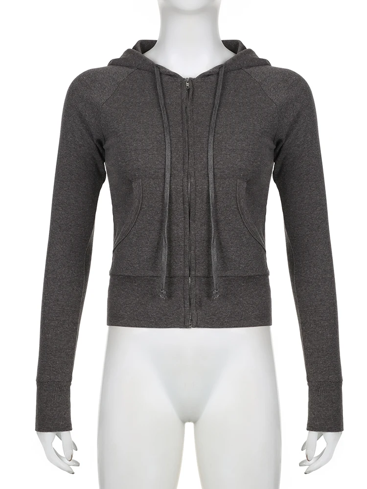 IAMSURE Casual Streetwear Basic Hooded Pockets Sweatshirt Tracksuit Solid Long Sleeve Hoodies Women 2023 Autumn Spring Fashion 6
