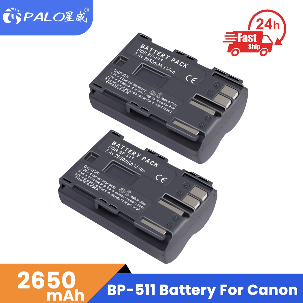 Palo Bp-511 Bp 511 Bp511 Bp511A Batteria + Lcd Usb Doppio Caricatore Per Canon Eos 40D 300D 5D 20D 30D 50D Powershot G1 G2 G3 G5