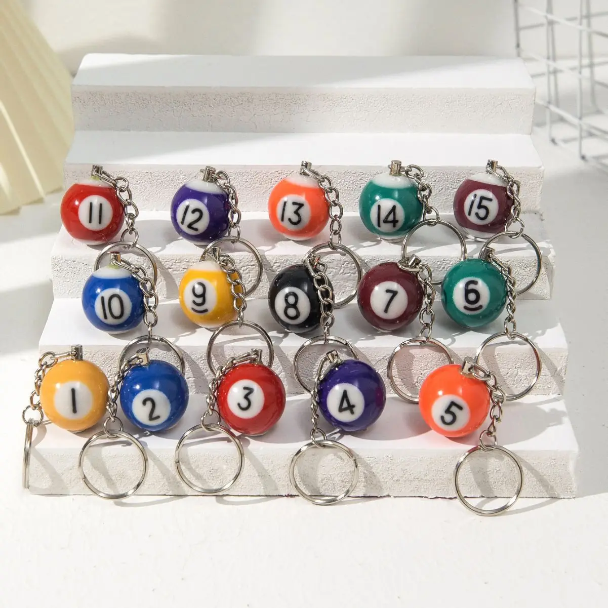 8ball keychain Billiard Pool Keychain Table Ball Key Ring Lucky Black No.8 Key Chain 25mm Resin Ball Jewelry Gift