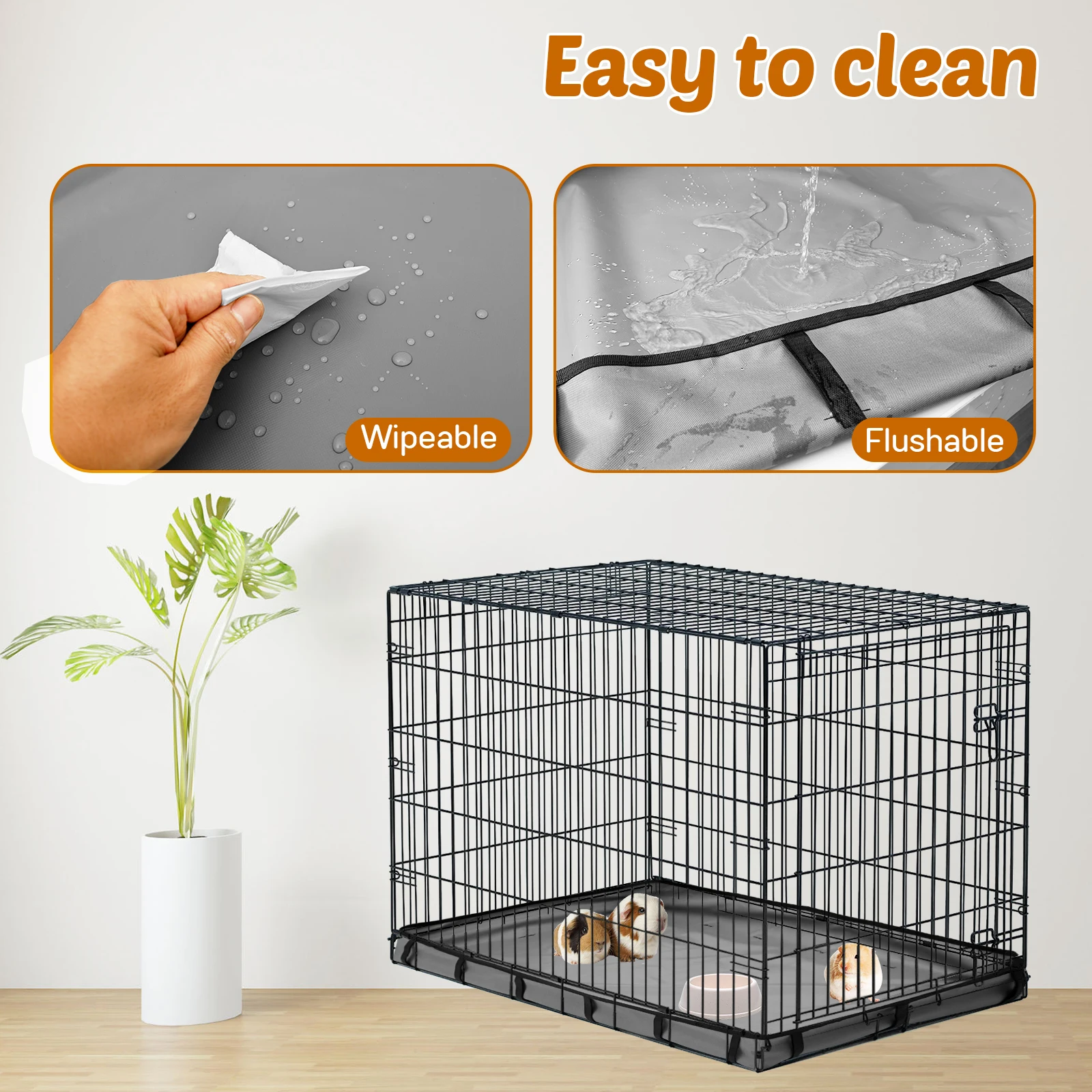 Guinea Pig Cage Liners Oxford cloth Waterproof Small Animal Cage Bedding Inner Liner with Sticky Strap Pet Supplies Accessories