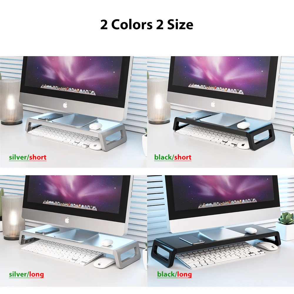 Sleek Black Aluminum Monitor Stand Riser with Anti-Slip Mats and Fast Shipping