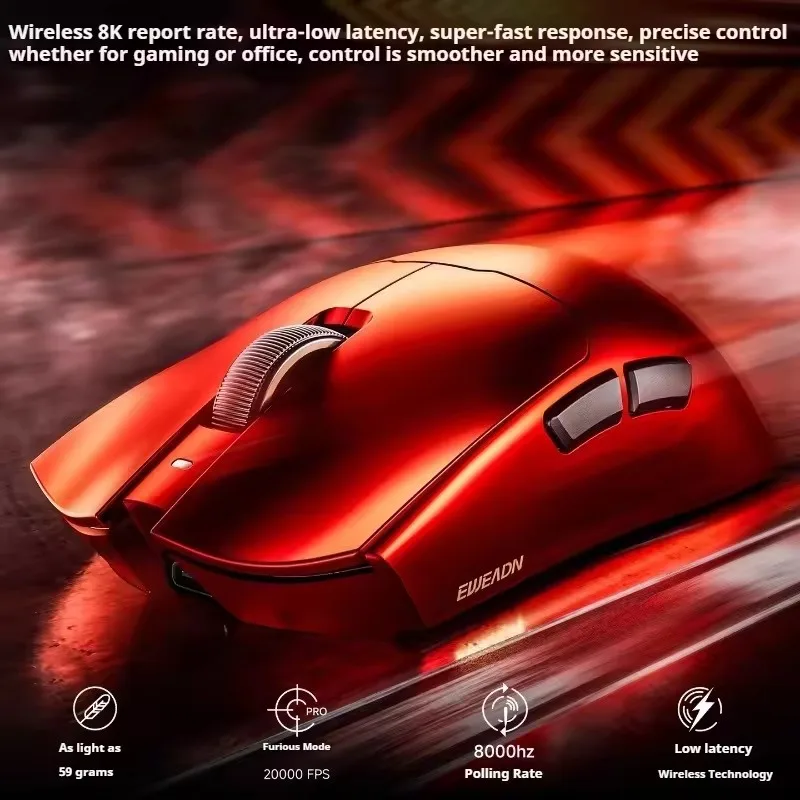 EWEADN S9 Pro Ultra Wireless Gaming Mouse Tri-Mode Double 8K PAW3950 42000DPI Ergonomics Lightweight Esports Mouse for PC Office