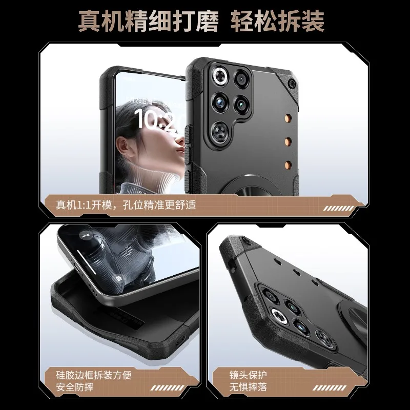 Magnetic 360° Rotating Ring Shockproof Armor Case with Built-In Heat Sink
